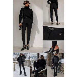 Vintage FERA Skiwear Stirrup Pants Black Size 8L High Waisted Retro 80s 90s